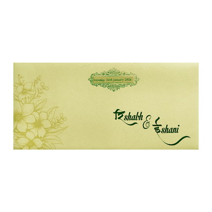 Gold Embossed Floral Pattern Wedding Invitation Card-KPR06310