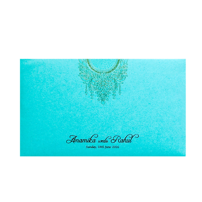 Blue Gold Mandala Cutout Wedding Card-KPR06360