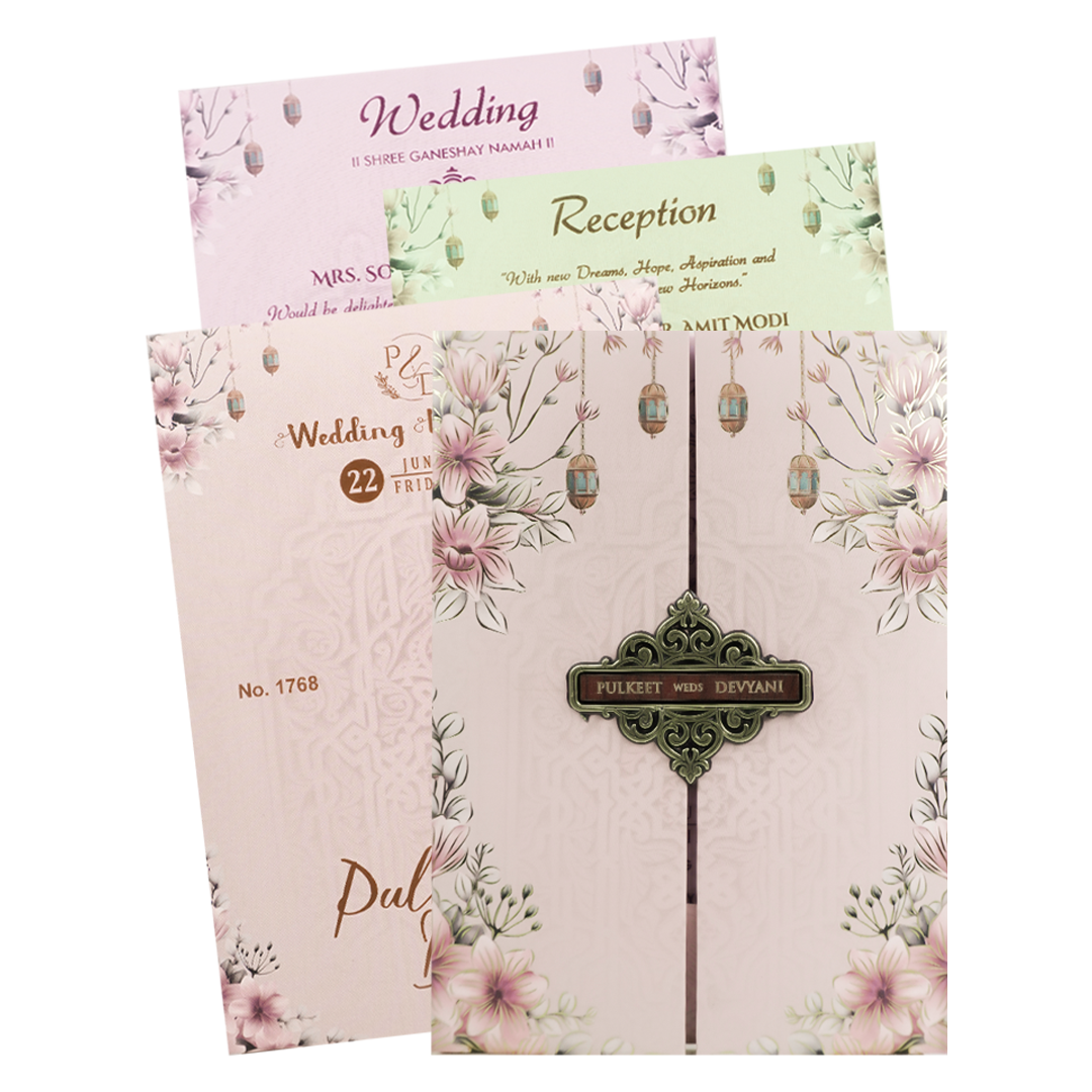 Lavender Floral Padded Wedding Card-KJTS1768