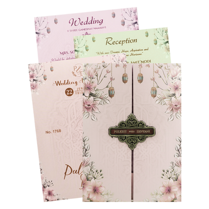 Lavender Floral Padded Wedding Card-KJTS1768