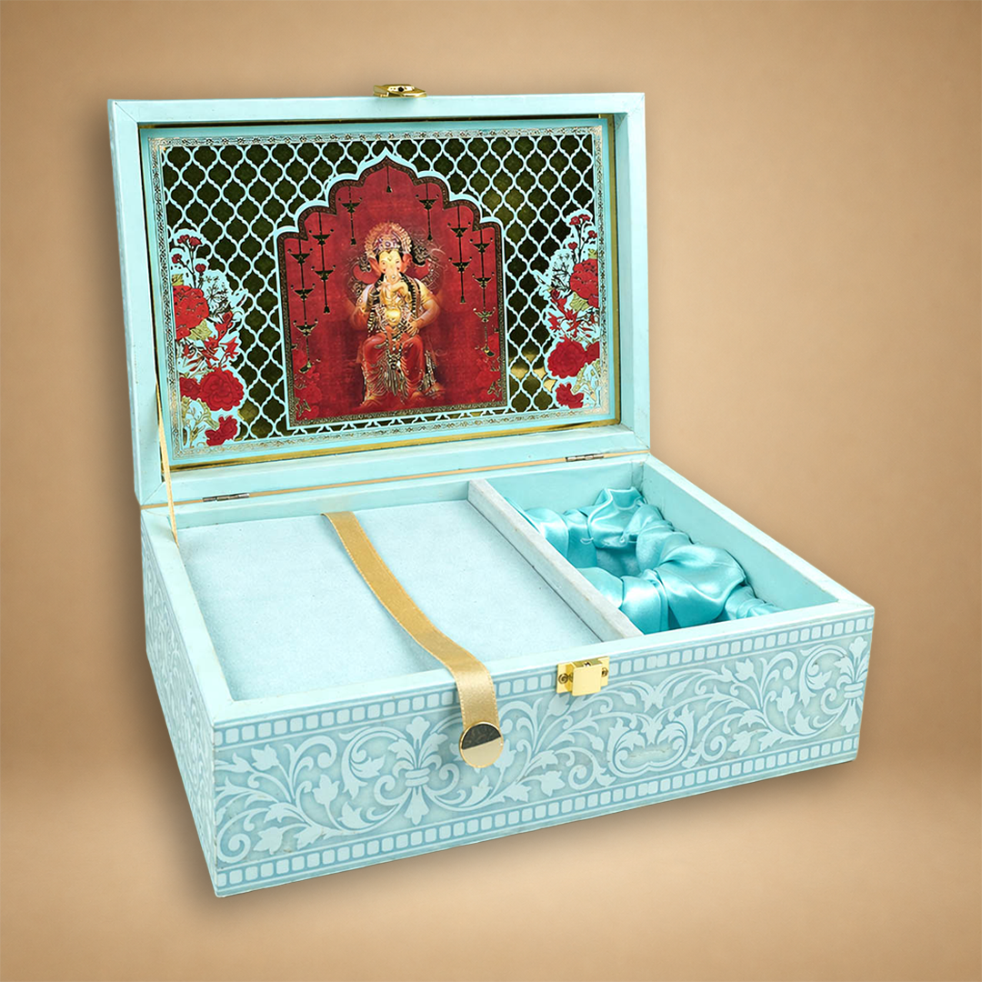 Blue Premium Bride Groom Luxury Invitation Box - KNLW20257