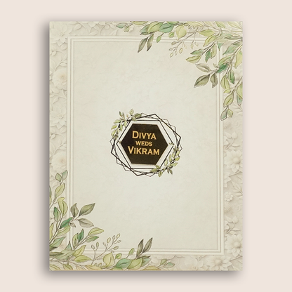 Grey Leaf Pattern Wedding Card - KNKC4093