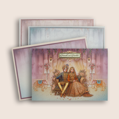 Lavender Royal Palace Bride Groom wedding card -KAA05320