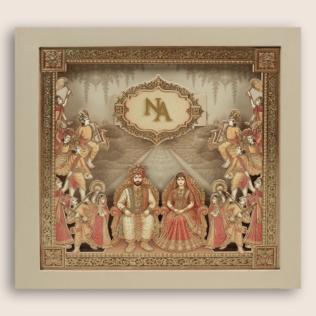 Pink Royal Bride Groom Laser Cut Padded Marriage Card  - KPR026180