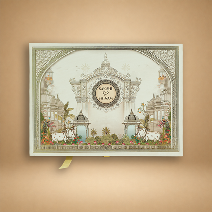 White Palace Luxury Wedding Invitation Box - KSBMD060