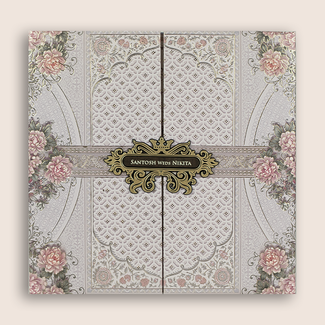 Lavender Floral Door Style Padded Invitation Card - KSH72760