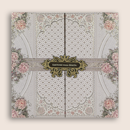 Lavender Floral Door Style Padded Invitation Card - KSH72760