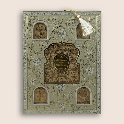 Grey Floral Laser Cut Wedding Invitation - KRB10140