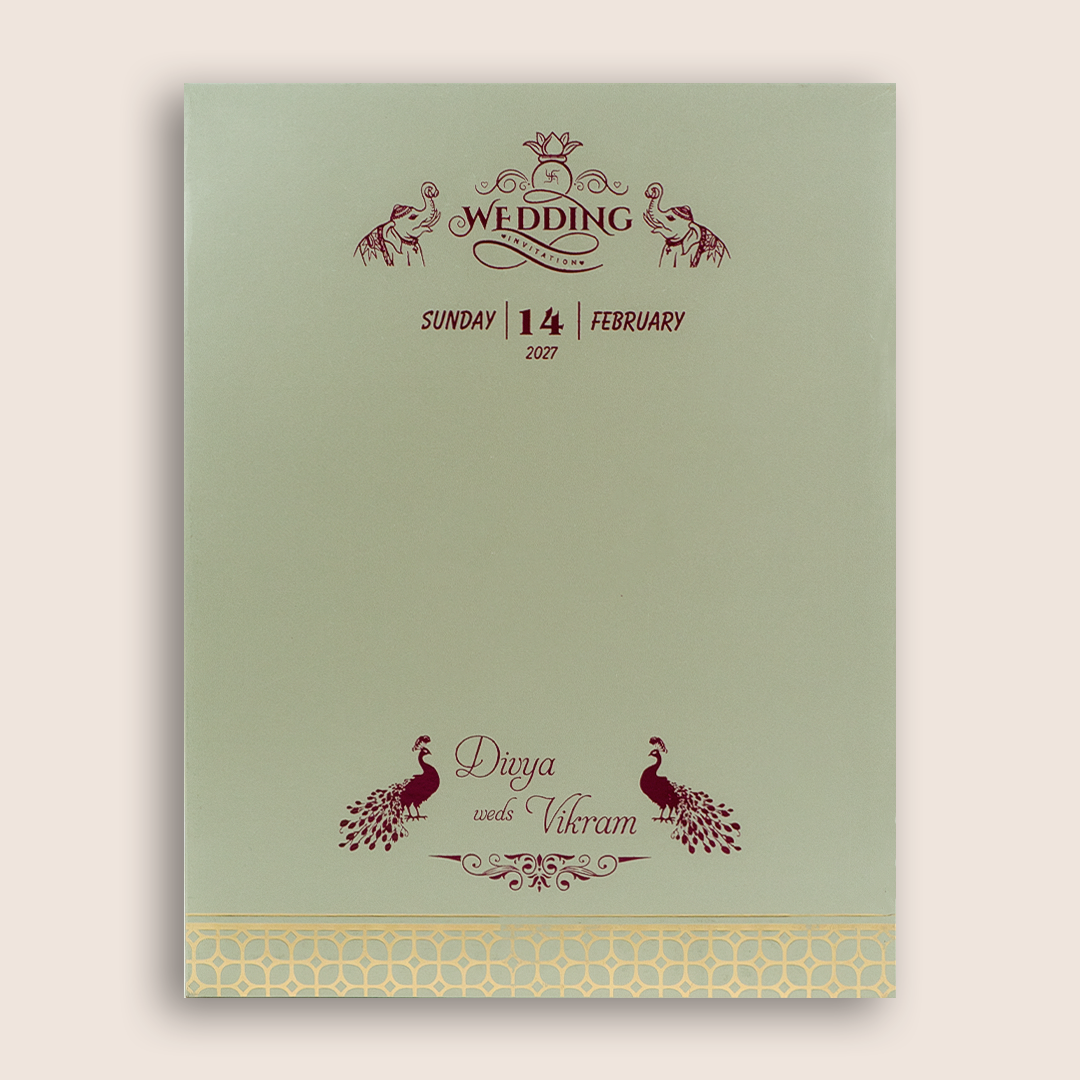 Gold Door Style Embossed Wedding Card - KNK4201G