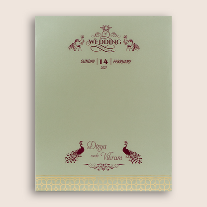 Gold Door Style Embossed Wedding Card - KNK4201G