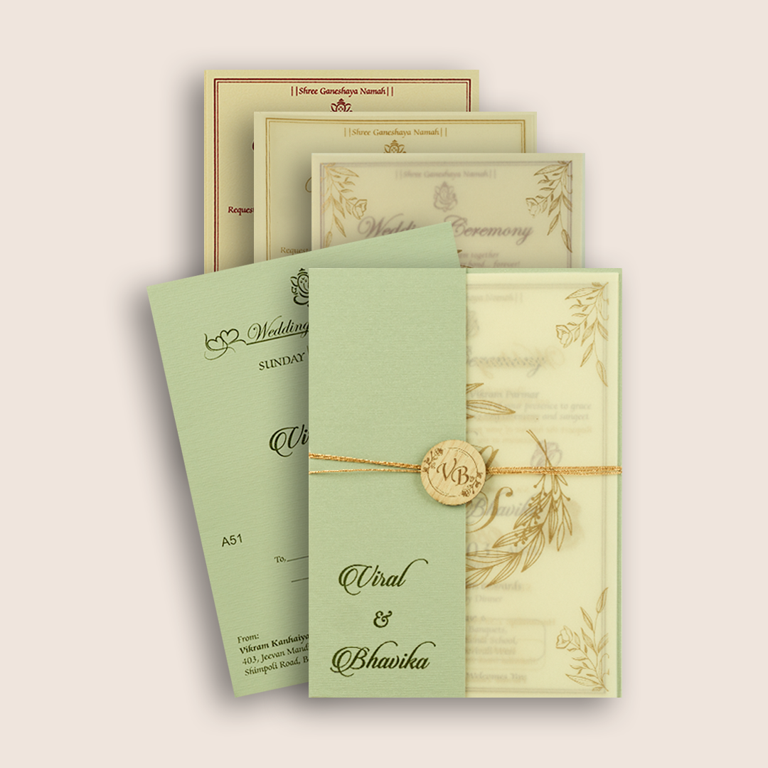 Light Green Floral Wedding Invitation - KMARA510