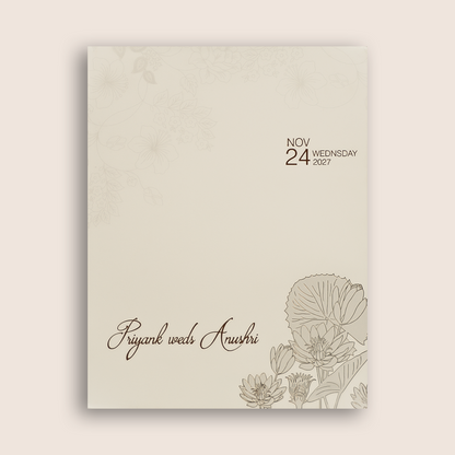 White Embossed Floral Padded Wedding Card - KPR010160