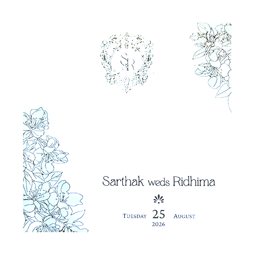 Classic White and Gold Floral Charm Wedding Card-KPR06580
