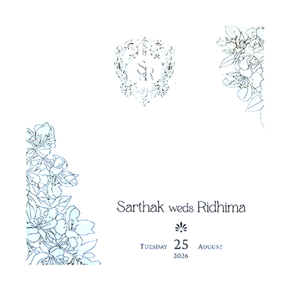Classic White and Gold Floral Charm Wedding Card-KPR06580