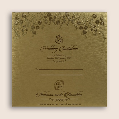Gold Embossed Floral Wedding Invitation - KRB10121