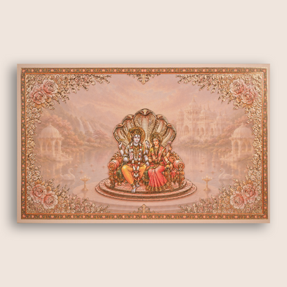 Pink Lord Lakshmi Narayan Embossed Floral Wedding Card- KPR07050