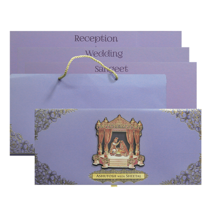 Purple Mandap Padded Wedding Card-KPR24880
