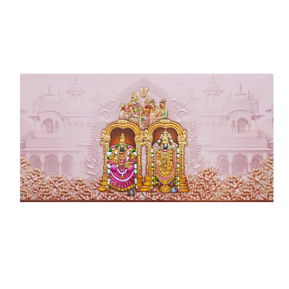 Pink Gold Embossed Balaji Padmavathi Wedding Invitation Card-KPR06490