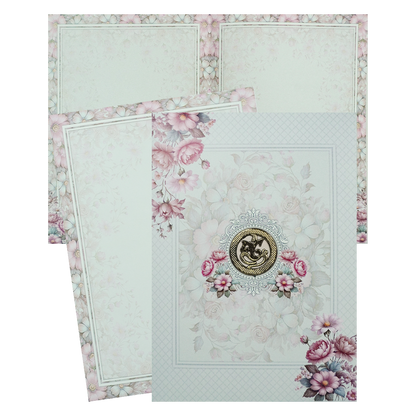 Blue Floral Patterned Wedding Card-KNEP1610