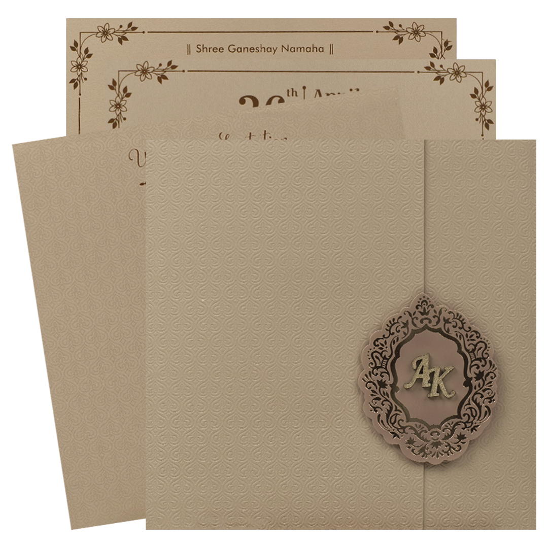 Cream Textured Wedding Card-KSI65100