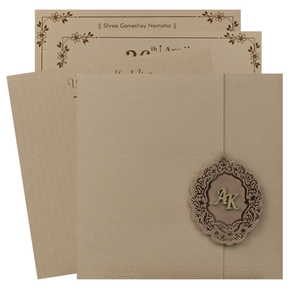 Cream Textured Wedding Card-KSI65100