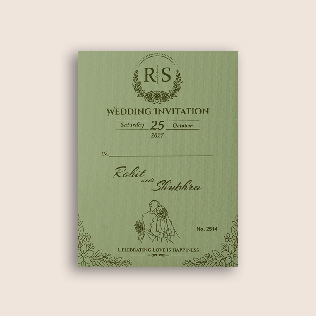 Pastel Green Laser Cut Floral Invitation Card - KJP25140