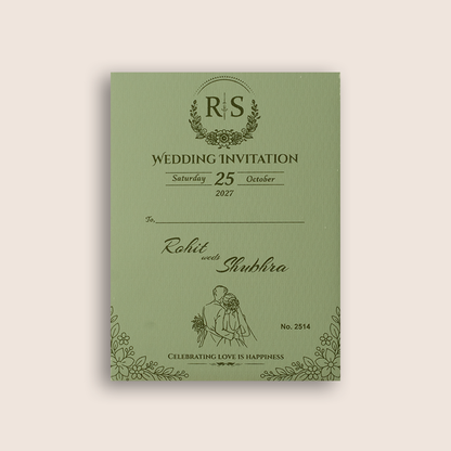 Pastel Green Laser Cut Floral Invitation Card - KJP25140