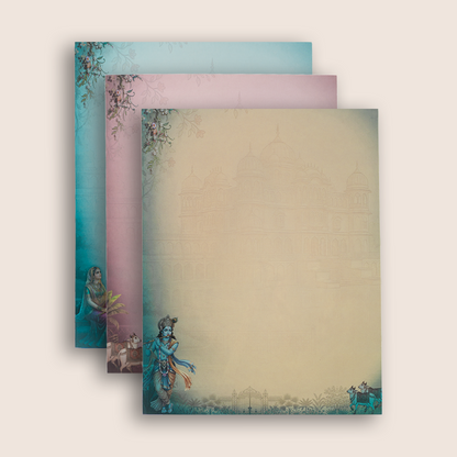 Blue Radha Krishna Padded Wedding Card -  KAA05710