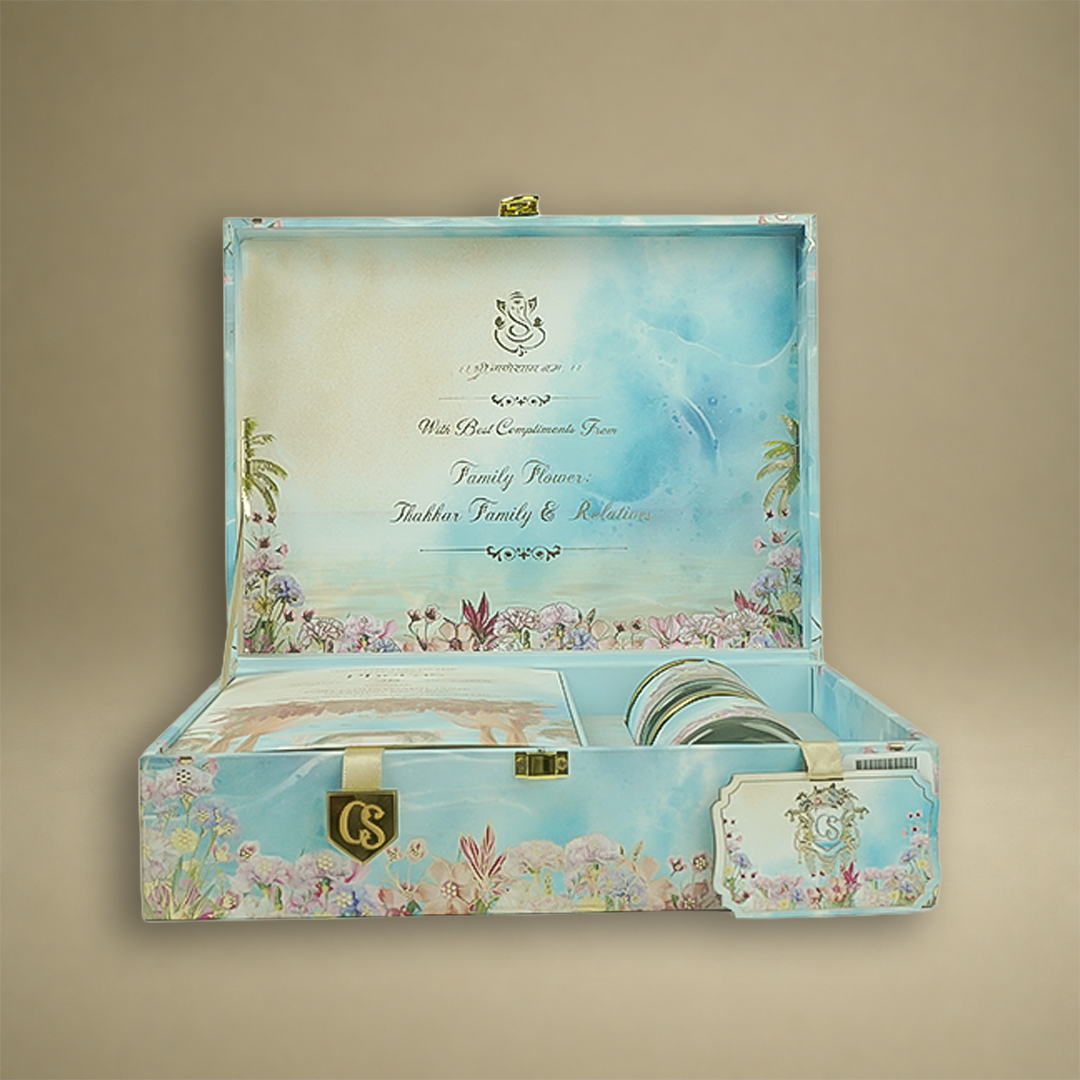 Blue Premium Bride Groom Luxury Invitation Box - KNLW202551