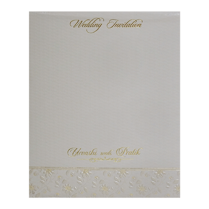 Grey Gold Floral Double Door Padded Wedding Card - KMMWD1115