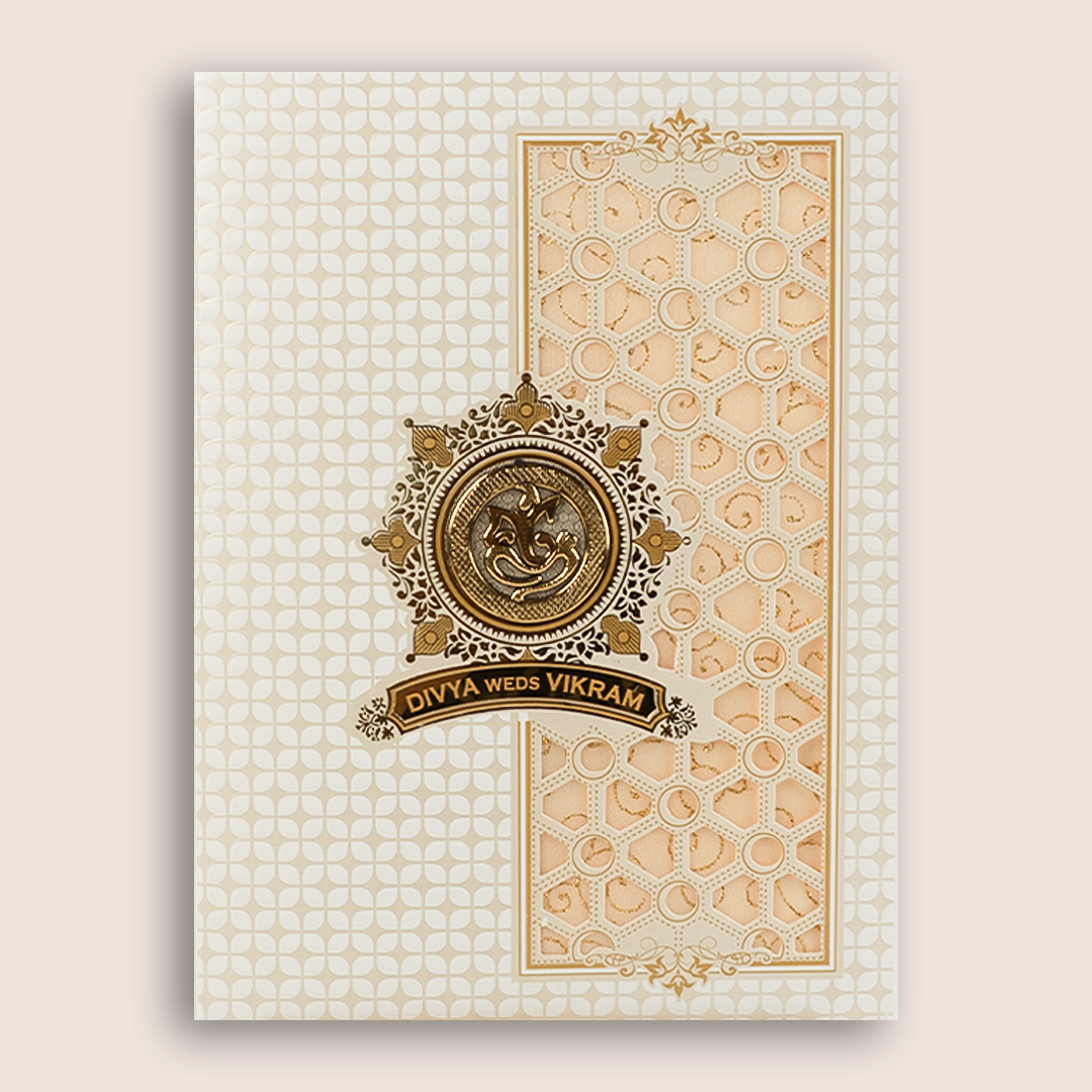 White Laser Cut Invitation Card-KNK7062W