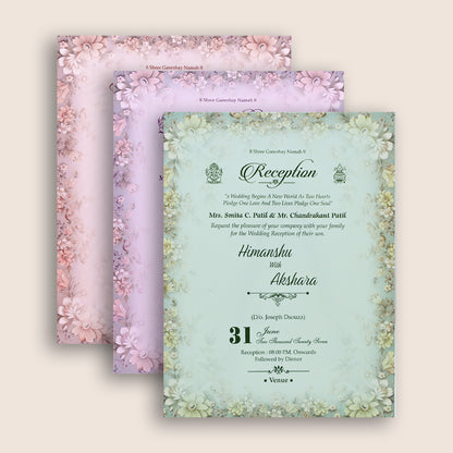 Beige Floral Door Style Padded Marriage Card - KSH72430