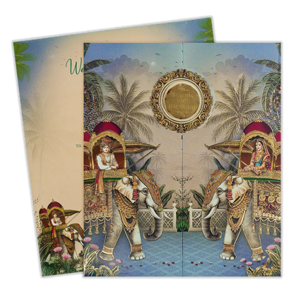 Blue Palms Elephant Wedding Card-KSH73040