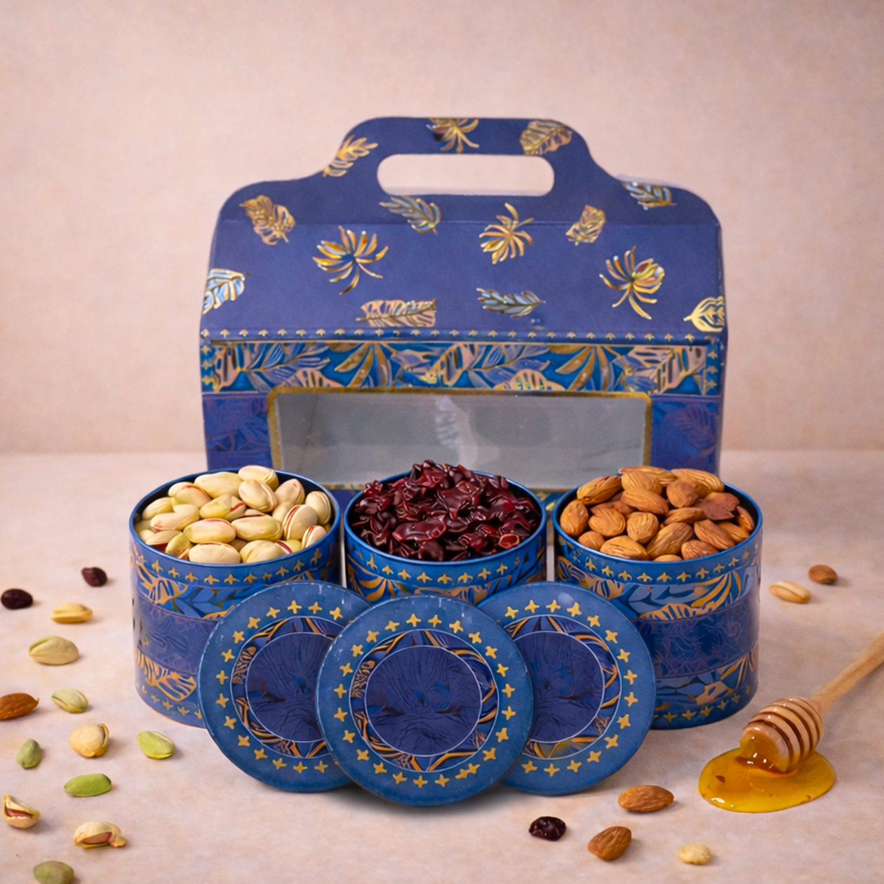 Elegant Navy Palm Return Gift Hamper-GNBT9506