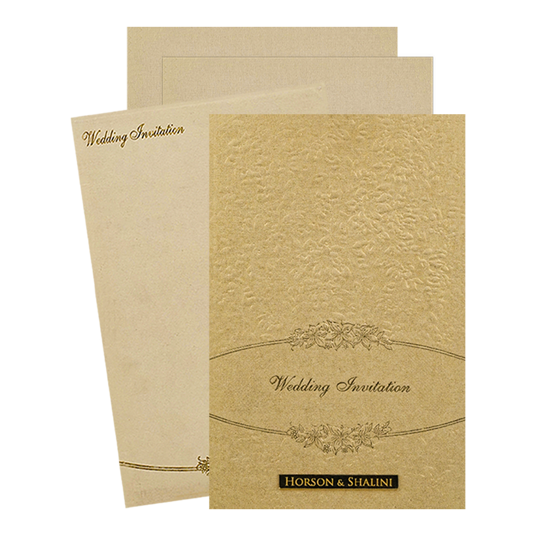 Gold Padded Floral Wedding Card-KNK2702