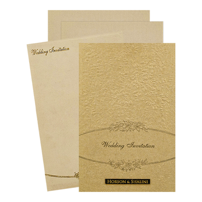 Gold Padded Floral Wedding Card-KNK2702