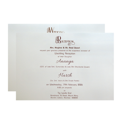 Light Blue Gold ornate Padded Wedding Card -KMMWD1138