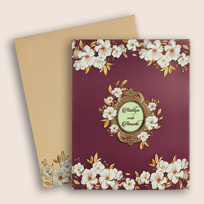 Pink Padded Floral Pattern Wedding Card - KAA06360