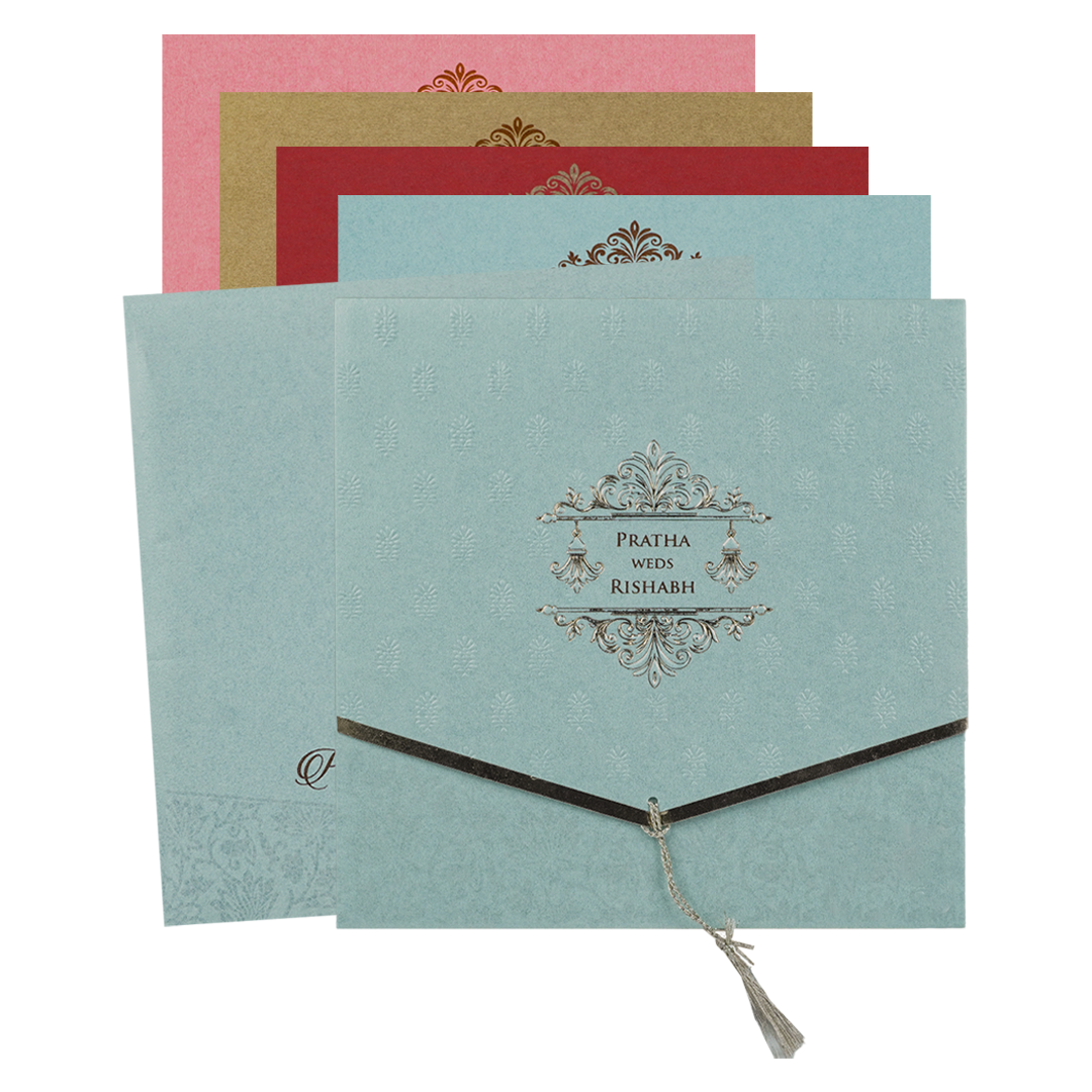 Sky Blue Tassel Envelope Wedding Card-KPR06180