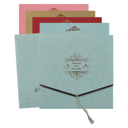 Sky Blue Tassel Envelope Wedding Card-KPR06180