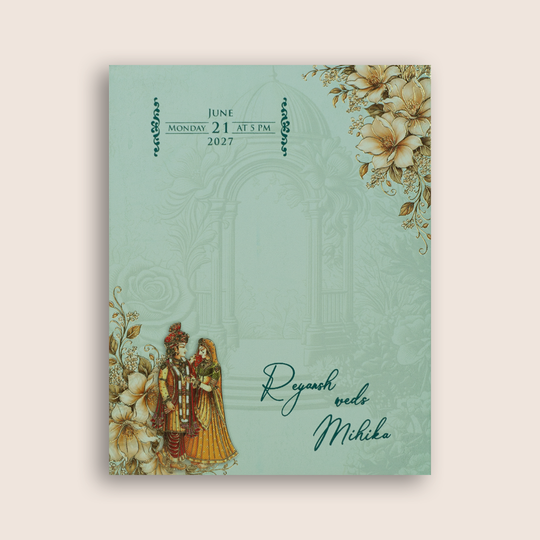 Pastel Blue Bride Groom Padded Invitation Card - KPR07270