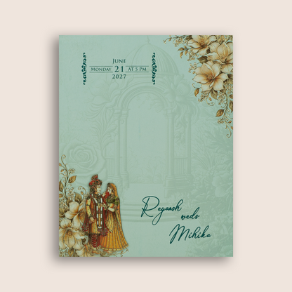 Pastel Blue Bride Groom Padded Invitation Card - KPR07270