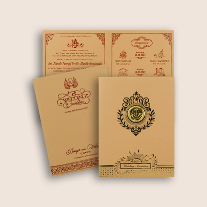 Warm Beige Floral Wedding Invitation Card - KNRR7073B