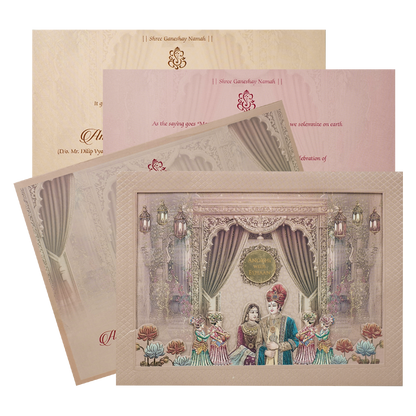 Check out Pink Laser Cut Padded Wedding Card at best price. ✅WhatsApp Support ✅Express Delivery.|King of cards.