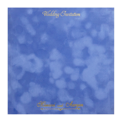 Blue &amp; Gold Padded Wedding Card-KMMWD1154