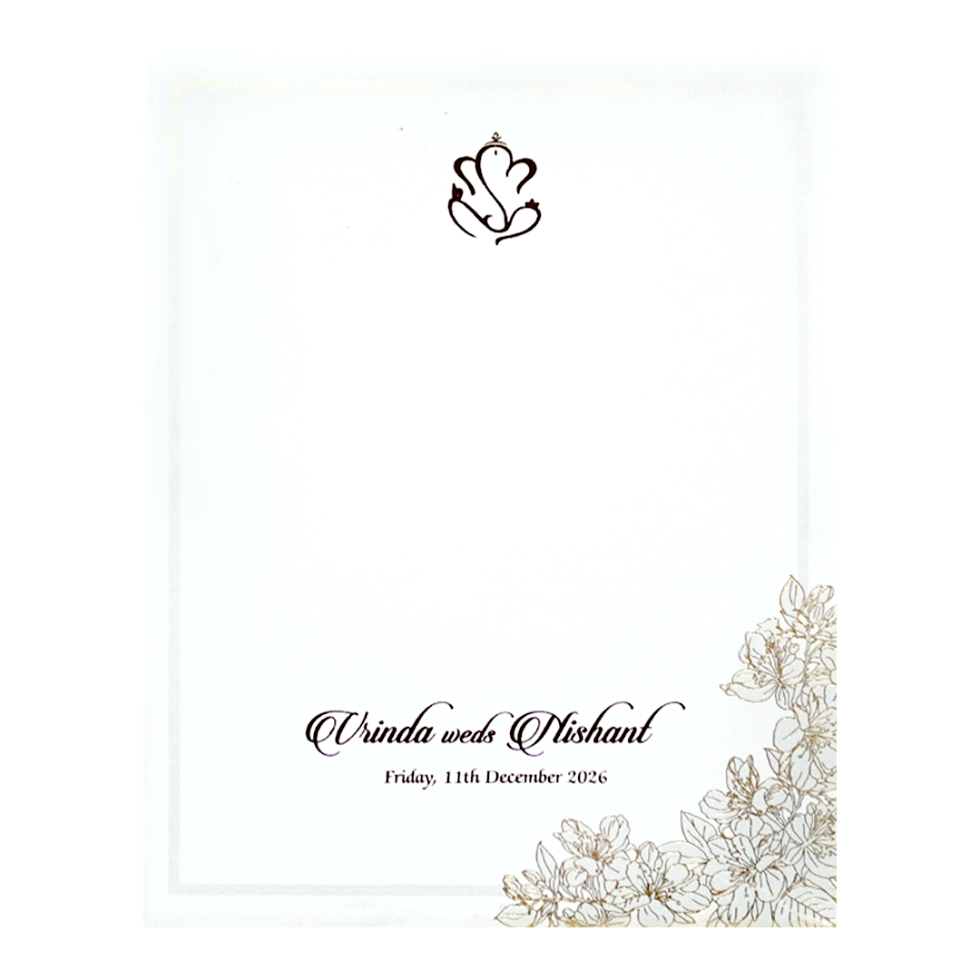 White Embossed Floral Elegance Wedding Card-KPR06630