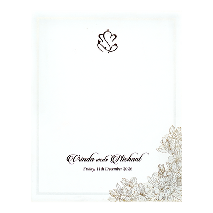 White Embossed Floral Elegance Wedding Card-KPR06630