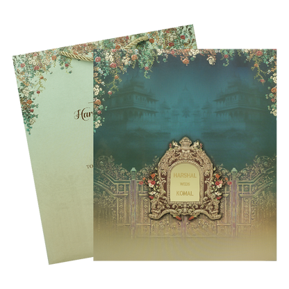 Blue Palace Floral Wedding Invitation Box -KSI63990