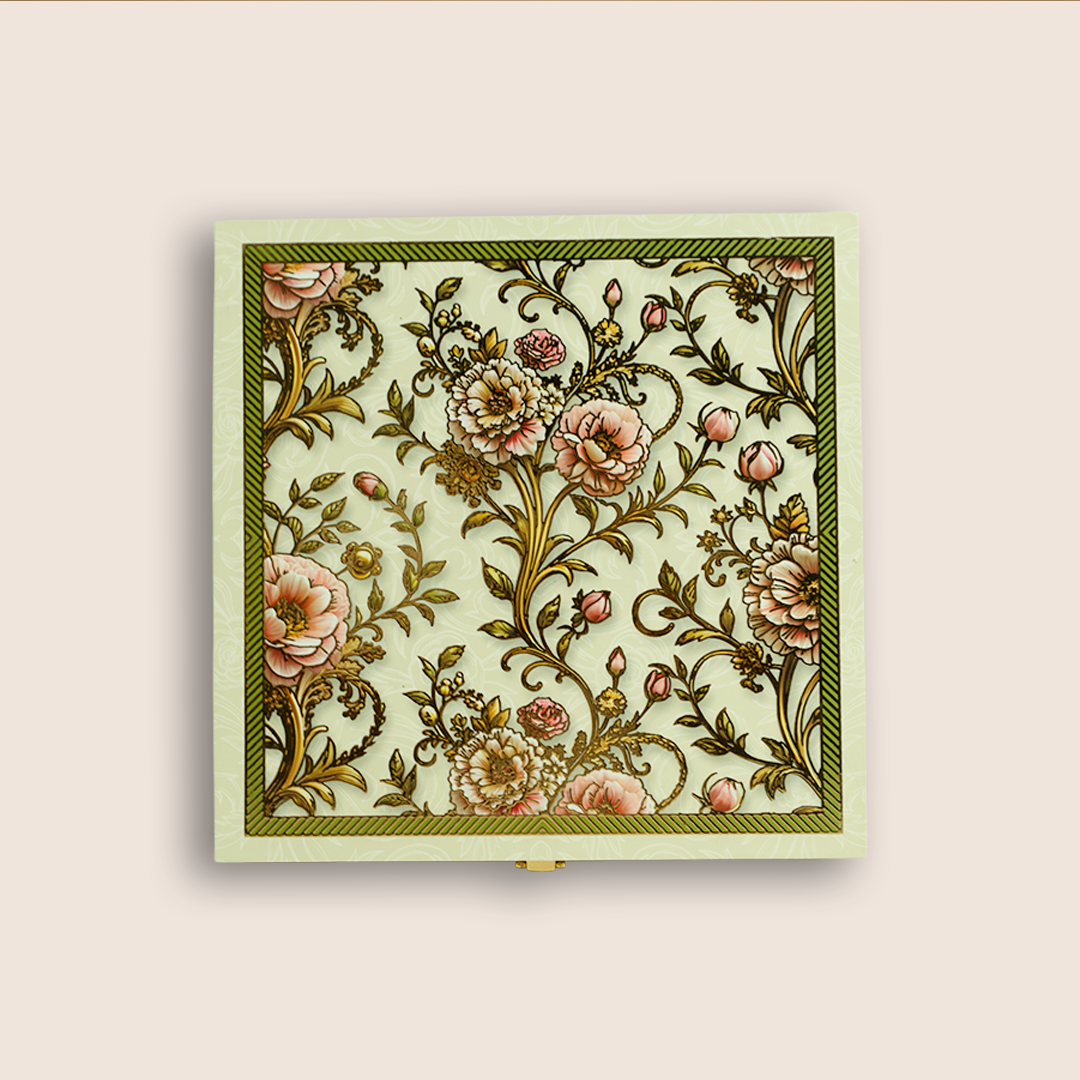 White Elegant Floral Luxury Sweet Jar Box - KBX27017