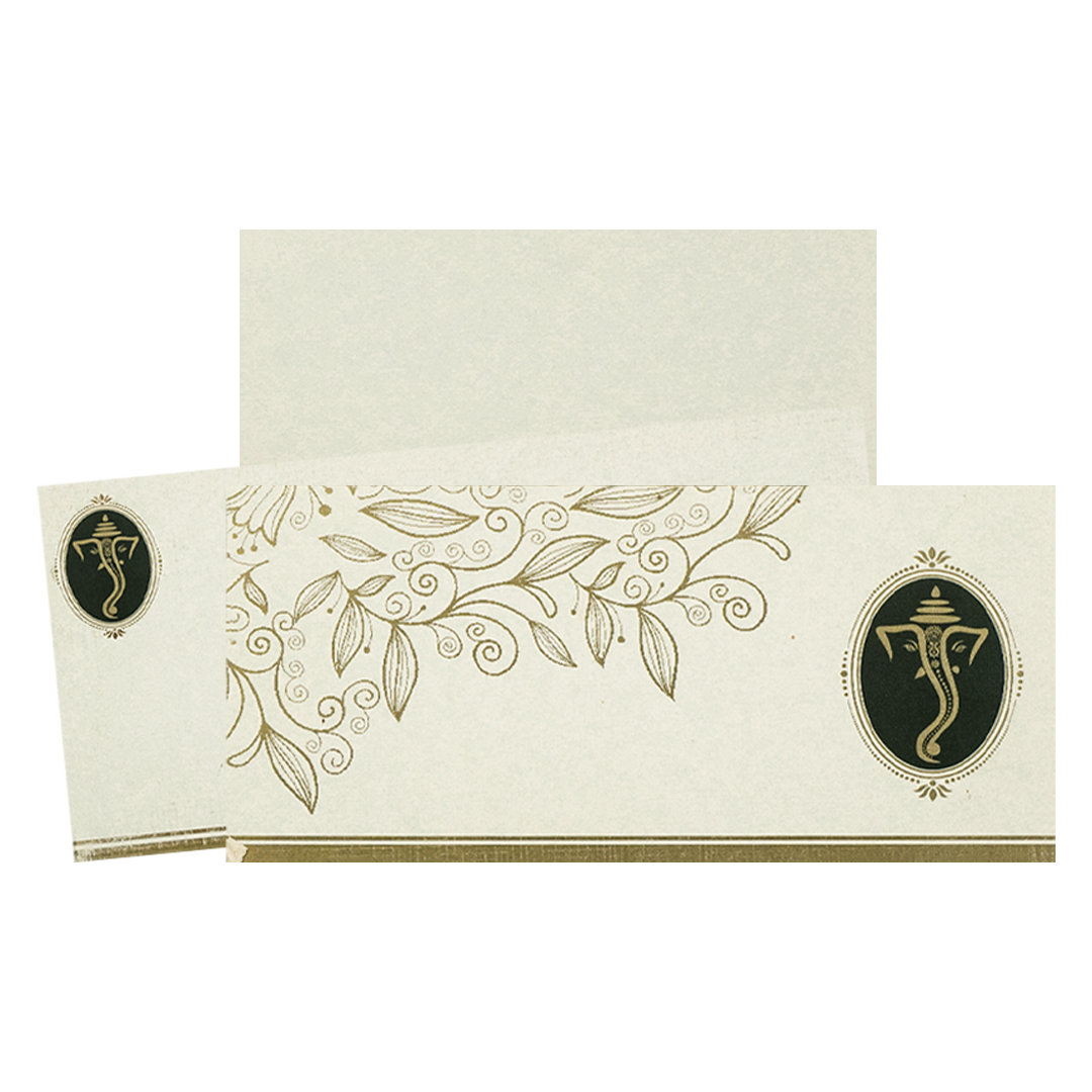 White Floral God Themed Wedding Card-KNK4781